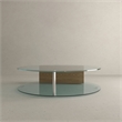 American Home Classic Brick Round Glass/Wood Coffee Table in Ash/Clear