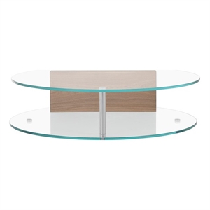 American Home Classic Brick Round Glass/Wood Coffee Table in Ash/Clear