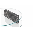 American Home Classic Brick Round Glass/Marble Coffee Table in Black/Clear