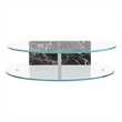 American Home Classic Brick Round Glass/Marble Coffee Table in Black/Clear