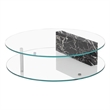 American Home Classic Brick Round Glass/Marble Coffee Table in Black/Clear