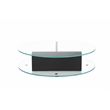 American Home Classic Brick Round Glass/Wood Coffee Table in Black/Clear