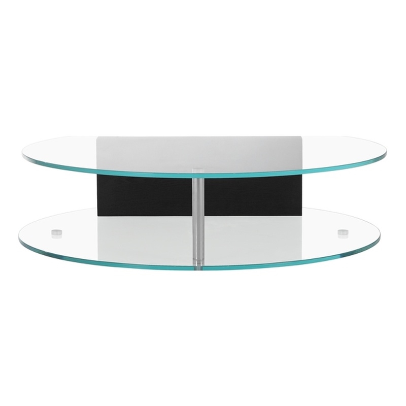 American Home Classic Brick Round Glass/Wood Coffee Table in Black/Clear