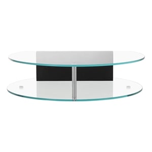 American Home Classic Brick Round Glass/Wood Coffee Table in Black/Clear