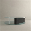 American Home Classic Brick Round Glass/Wood Coffee Table in Black/Clear