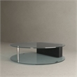 American Home Classic Brick Round Glass/Wood Coffee Table in Black/Clear