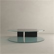 American Home Classic Brick Round Glass/Wood Coffee Table in Black/Clear