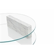 American Home Classic Brick Round Glass/Marble Coffee Table in White/Clear