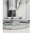 American Home Classic Brick Round Glass/Marble Coffee Table in White/Clear