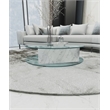 American Home Classic Brick Round Glass/Marble Coffee Table in White/Clear
