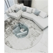 American Home Classic Brick Round Glass/Marble Coffee Table in White/Clear