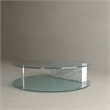American Home Classic Brick Round Glass/Marble Coffee Table in White/Clear