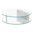 American Home Classic Brick Round Glass/Marble Coffee Table in White/Clear