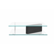 American Home Classic Brick Glass Coffee Table w/ Rectangle Wood in Black/Clear