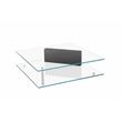 American Home Classic Brick Glass Coffee Table w/ Rectangle Wood in Black/Clear