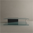 American Home Classic Brick Glass Coffee Table w/ Rectangle Wood in Black/Clear