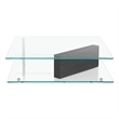 American Home Classic Brick Glass Coffee Table w/ Rectangle Wood in Black/Clear