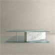 American Home Classic Brick Rectangle Glass/Marble Coffee Table in White