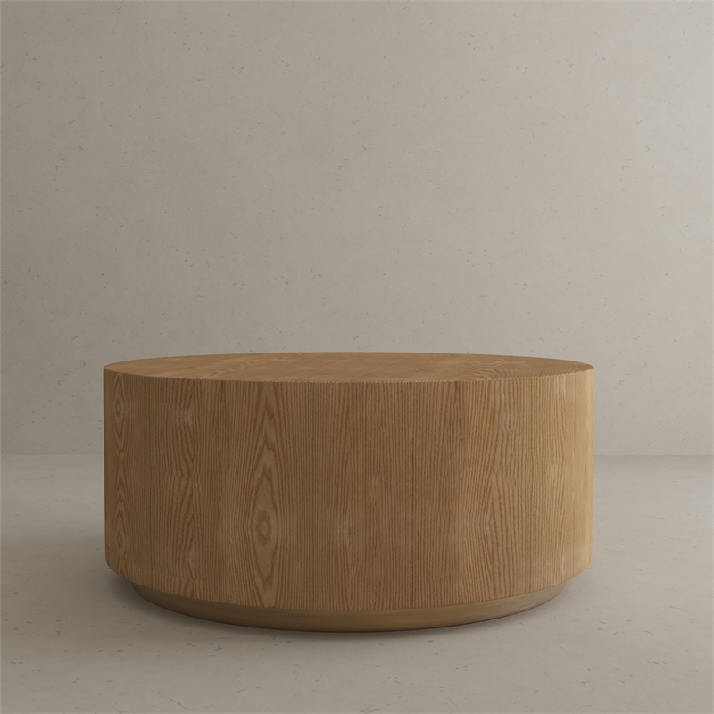 American Home Classic Dax Wood Coffee Table with Brass Base in Ash