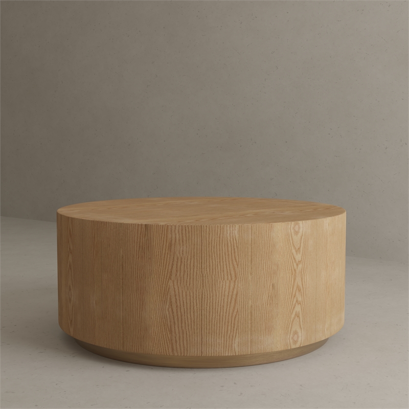 American Home Classic Dax Wood Coffee Table with Brass Base in Ash