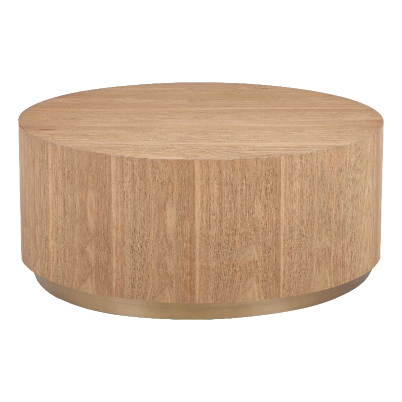 American Home Classic Dax Wood Coffee Table with Brass Base in Ash