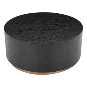 American Home Classic Dax Wood Coffee Table with Brass Base in Black