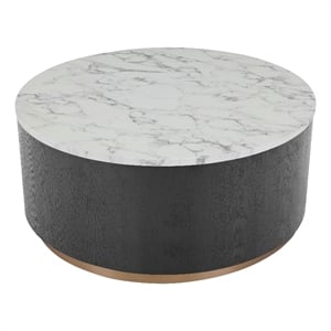 American Home Classic Dax Wood & Faux Marble Coffee Table in Black/White