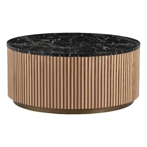 American Home Classic Finn Wood & Faux Marble Coffee Table in Ash/Black