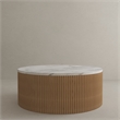 American Home Classic Finn Faux Marble & Wood Coffee Table in White/Ash