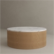 American Home Classic Finn Faux Marble & Wood Coffee Table in White/Ash