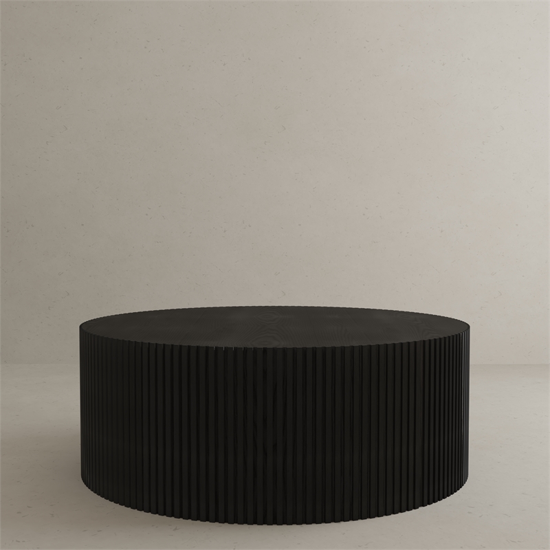 American Home Classic Finn Modern Solid Wood Coffee Table in Black