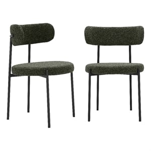 American Home Classic Lena 18&quot Fabric Dining Chair in Green (Set of 2)