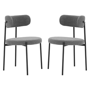 American Home Classic Lena 18&quot Fabric Dining Chair in Light Gray (Set of 2)