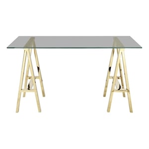 Brady Desk  Small Gold with Tinted Glass