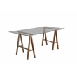 Brady Dining Table Brass with Tinted Glass