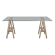 Brady Dining Table Brass with Tinted Glass