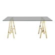 Brady Dining Table Gold with Tinted Glass