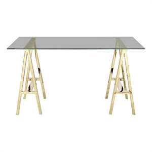 Brady Small Dining Table Gold with Tinted Glass