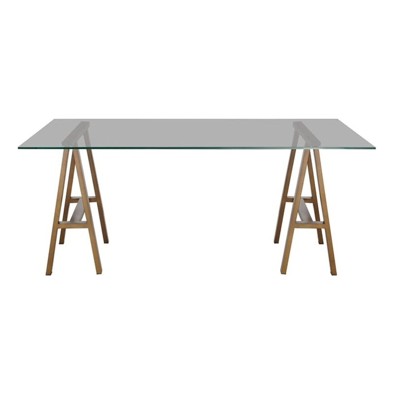 Brady Desk Brass with Tinted Glass