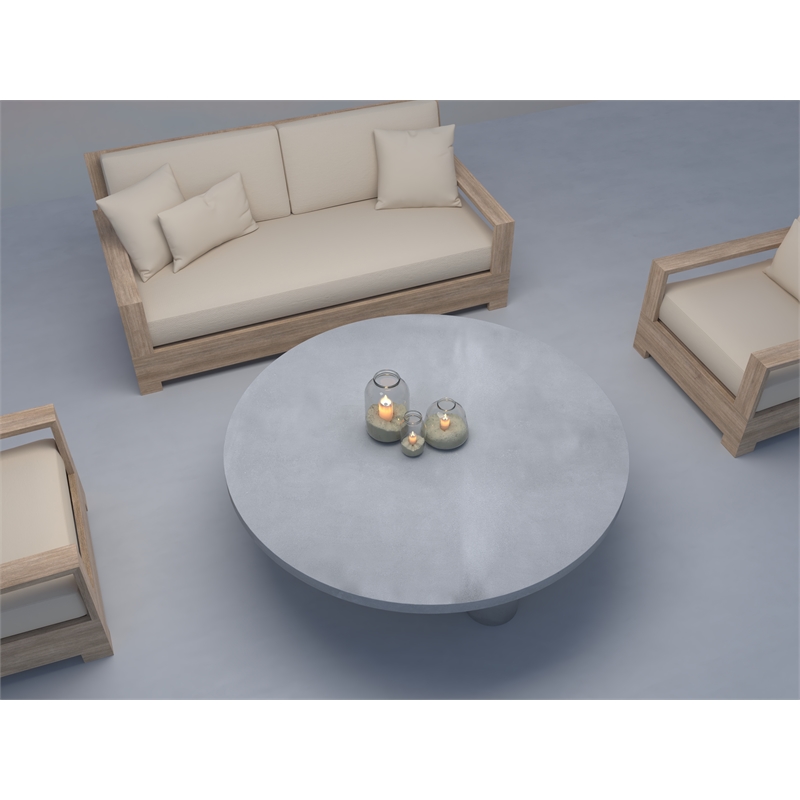 Nat Round Coffee Table Large In Light Gray Concrete