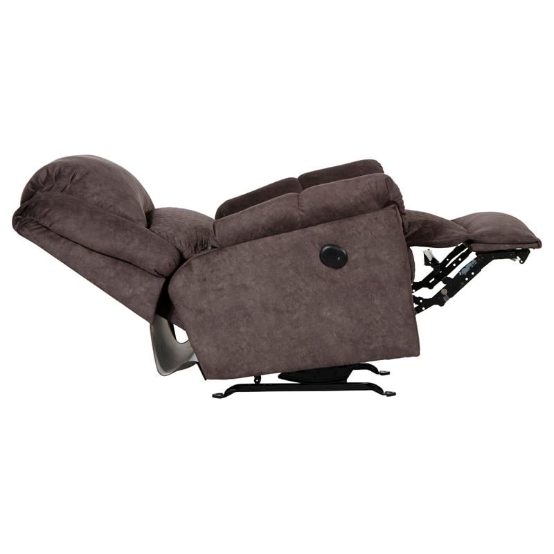 Macon Power Rocker Recliner in Chocolate Brown Polyester Fabric