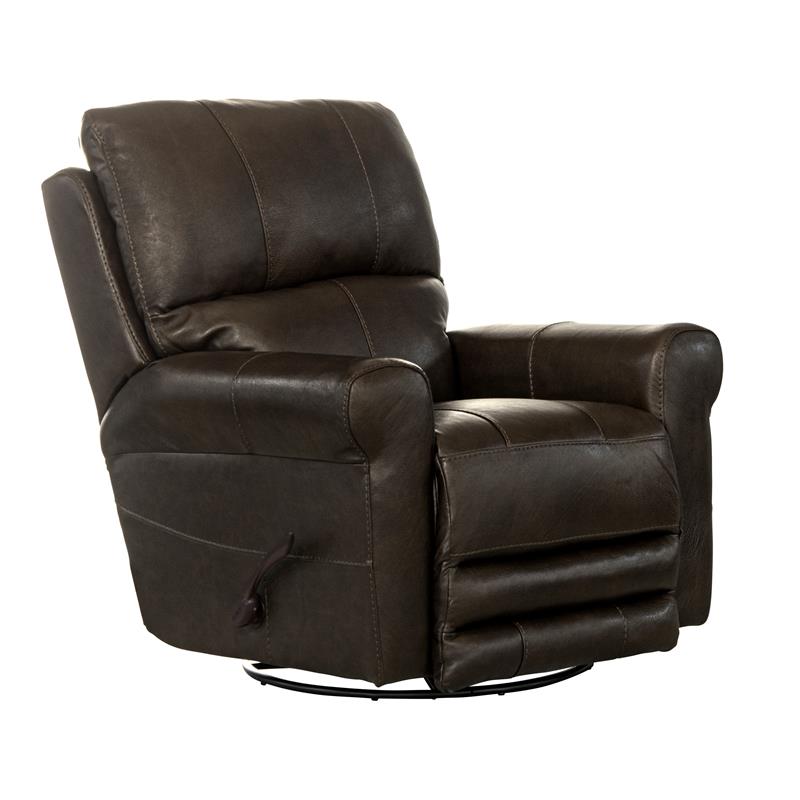 Samuel 360 Degree Swivel Glider Recliner in Chocolate Brown Leather