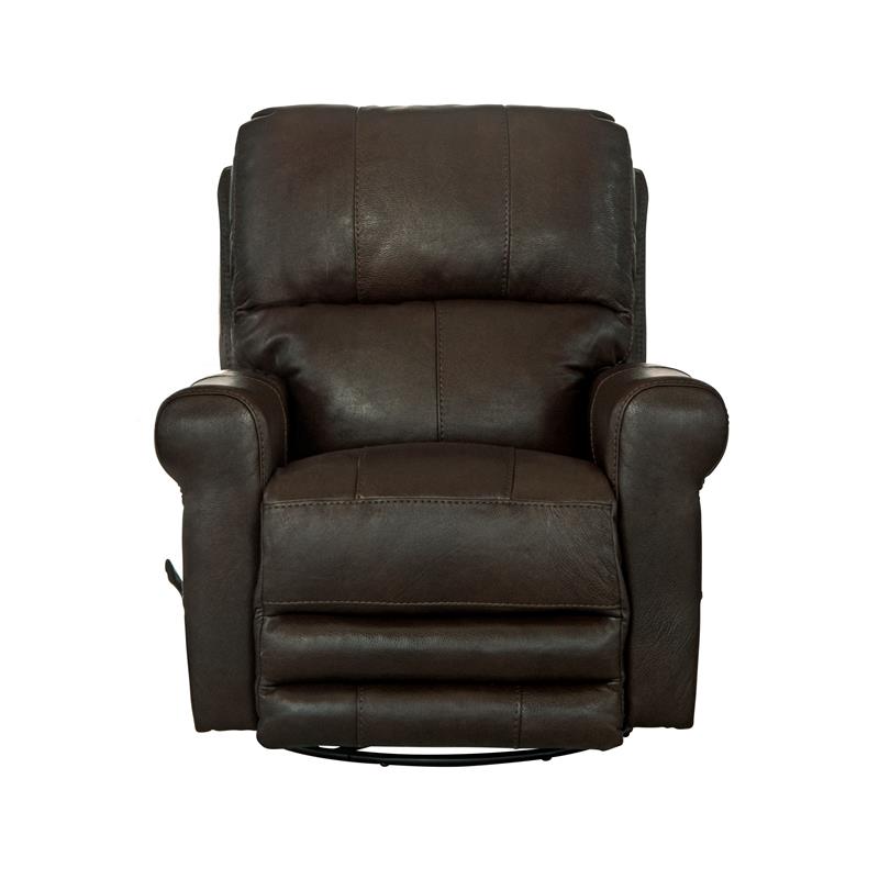 Samuel 360 Degree Swivel Glider Recliner in Chocolate Brown Leather
