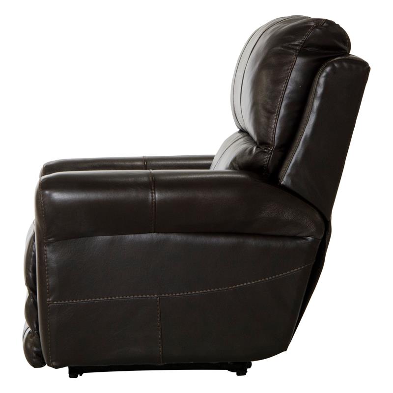 Samuel Power Lay Flat Recliner with USB Charging Port in Chocolate Brown Leather