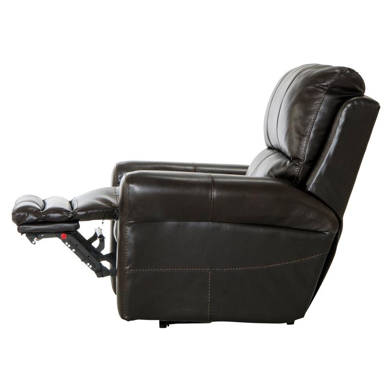 Samuel Power Lay Flat Recliner with USB Charging Port in Chocolate Brown Leather