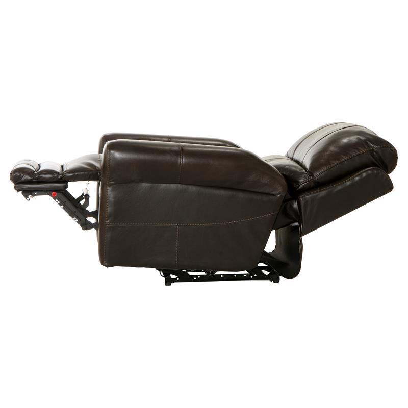 Samuel Power Lay Flat Recliner with USB Charging Port in Chocolate Brown Leather