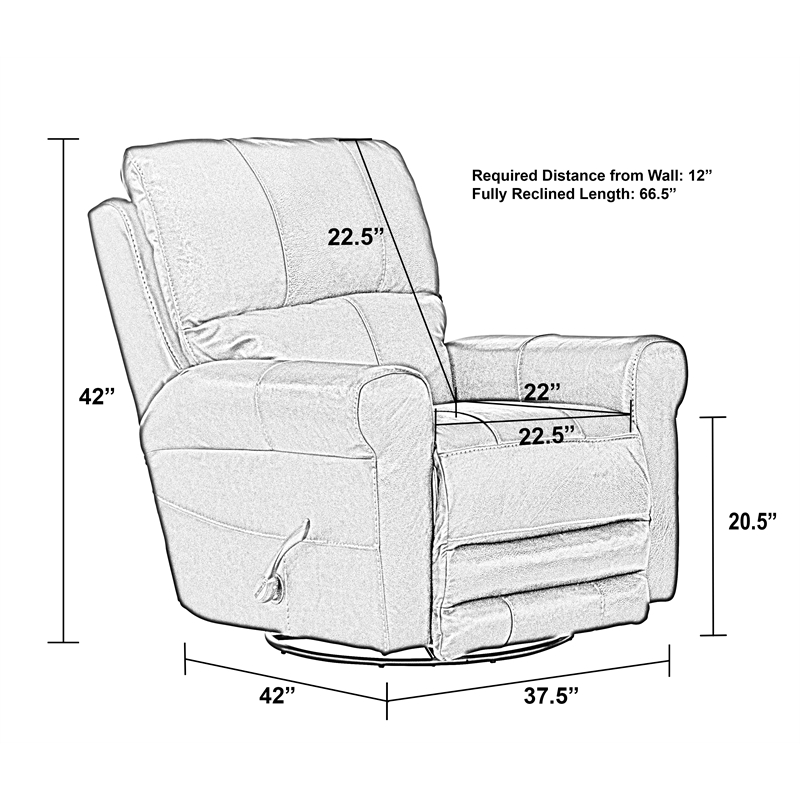 Samuel Power Lay Flat Recliner with USB Charging Port in Chocolate Brown Leather