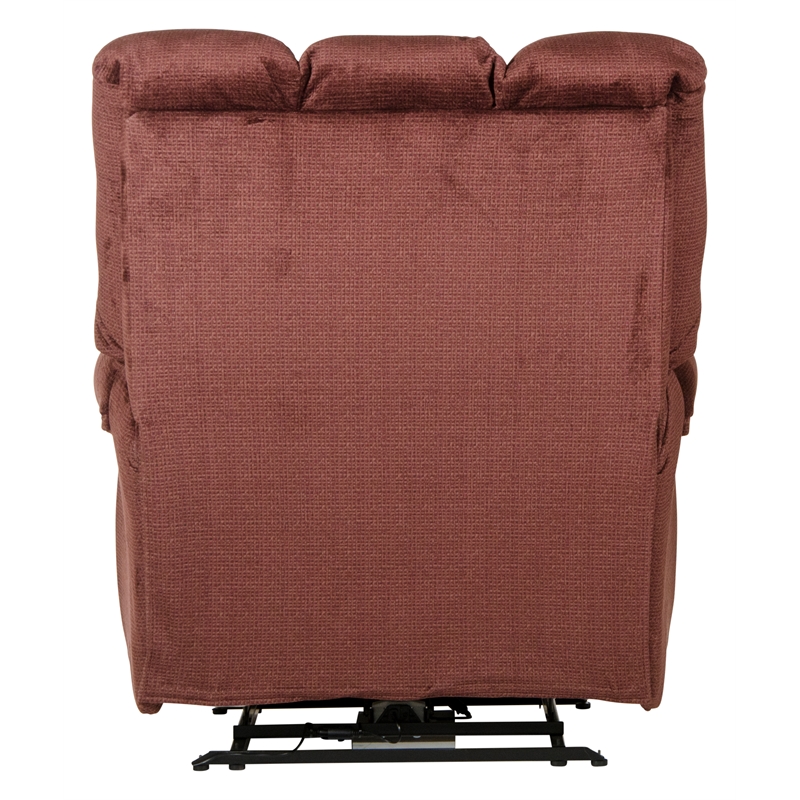 Barkley Power Lay Flat Recliner with Extended Ottoman in Red Polyester Fabric