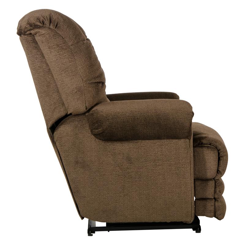 Barkley Power Lay Flat Recliner with Extended Ottoman in Brown Polyester Fabric