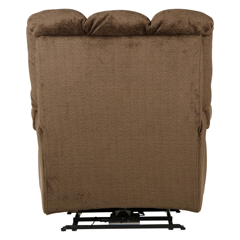 Barkley Power Lay Flat Recliner with Extended Ottoman in Brown Polyester Fabric